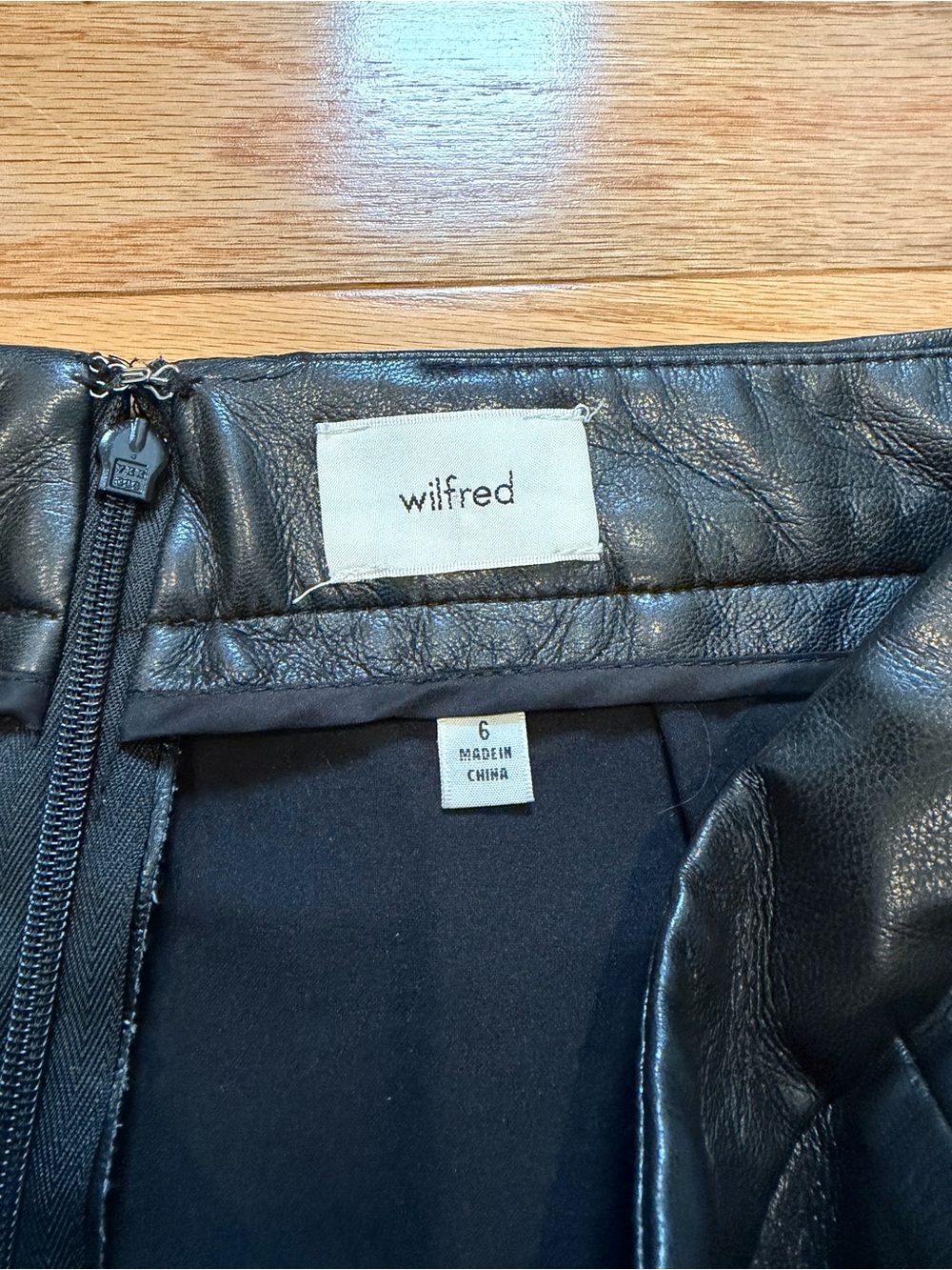 Aritzia Wilfred Patio Skirt Black Faux Leather Mini with Side Slit - Picture 3 of 7